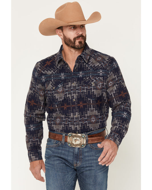 Men's Bowie Knife Southwestern Print Long Sleeve Snap Flann