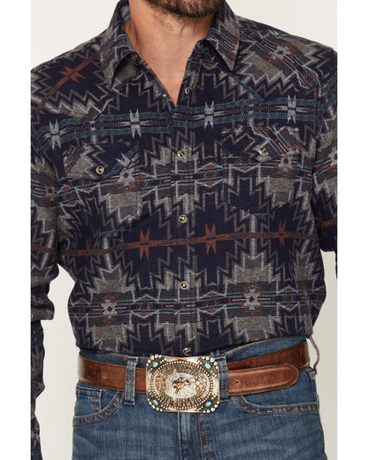 Men's Bowie Knife Southwestern Print Long Sleeve Snap Flann