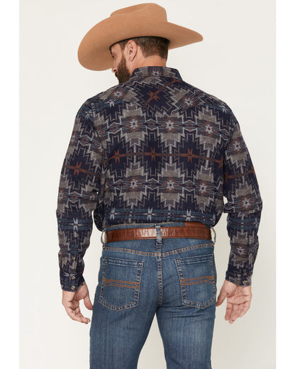 Men's Bowie Knife Southwestern Print Long Sleeve Snap Flann