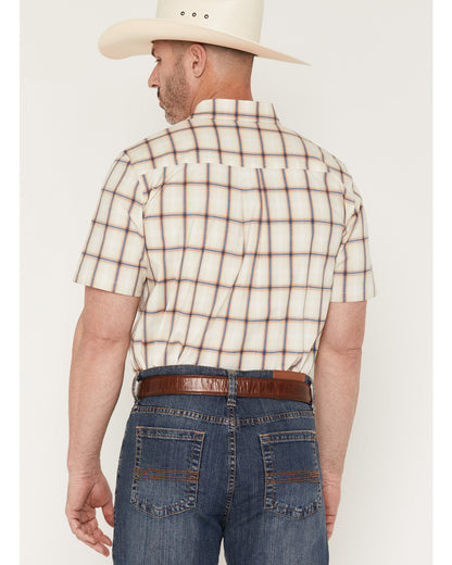 Men's Sunset Hour Plaid Print Short Sleeve Button-Down Stre