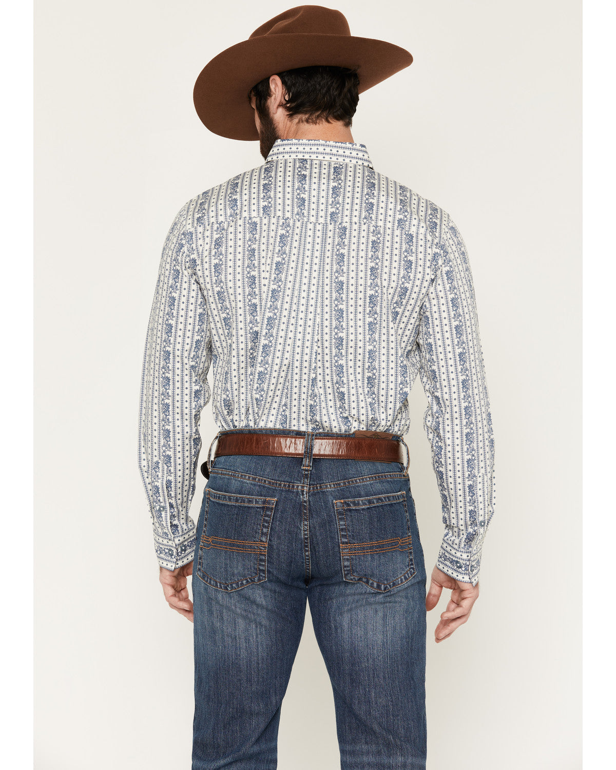 Men's Day Drinker Floral Stripe Print Long Sleeve Button-Do