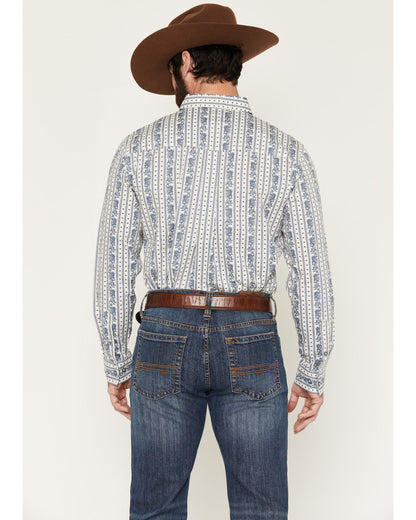Men's Day Drinker Floral Stripe Print Long Sleeve Button-Do