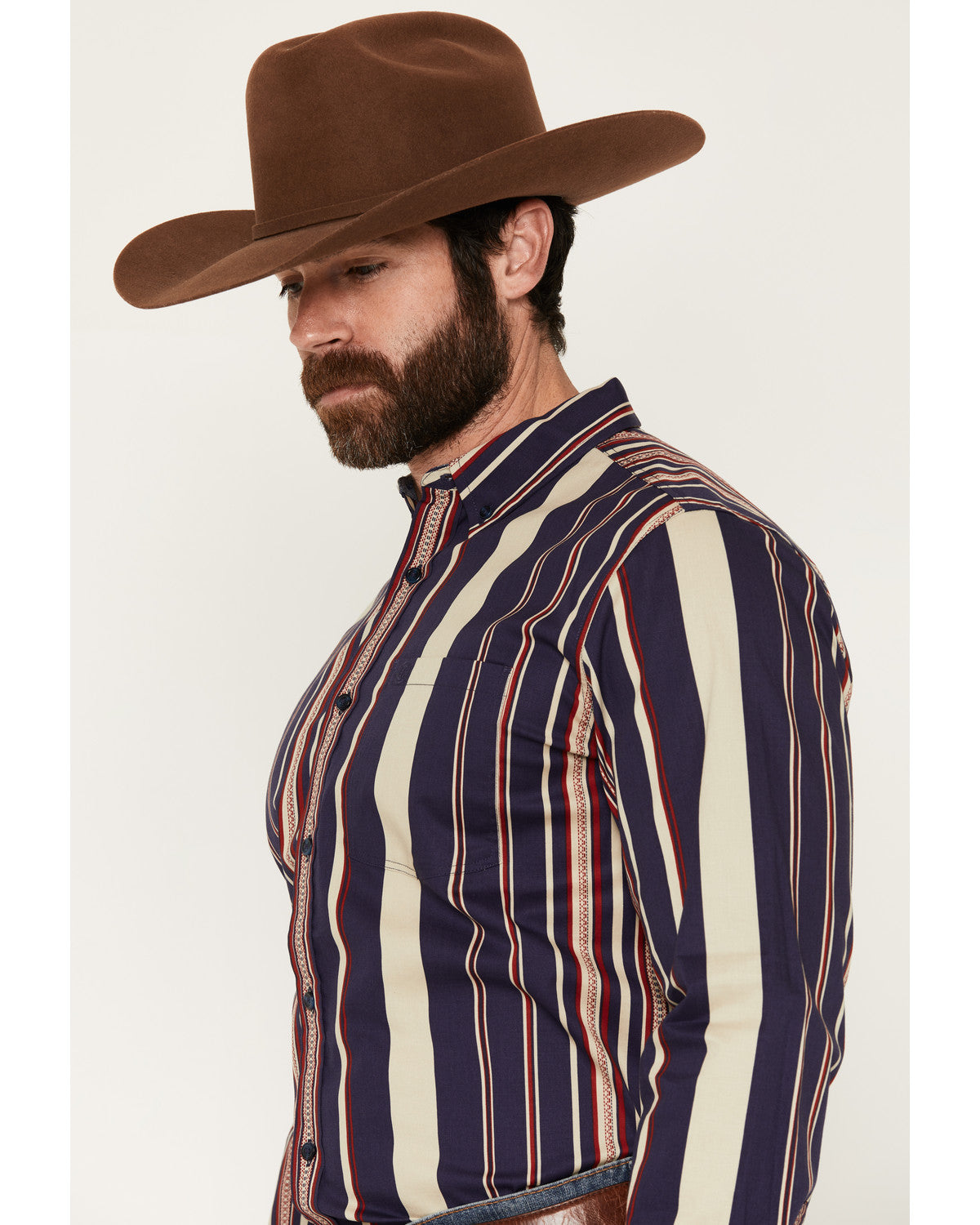 Men's Red Dog Southwestern Stripe Print Long Sleeve Button-