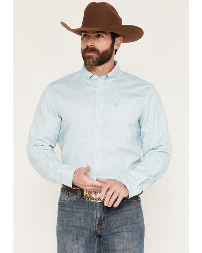 Men's Trophy Geo Print Long Sleeve Button-Down Stretch West