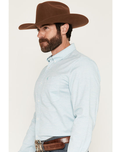 Men's Trophy Geo Print Long Sleeve Button-Down Stretch West