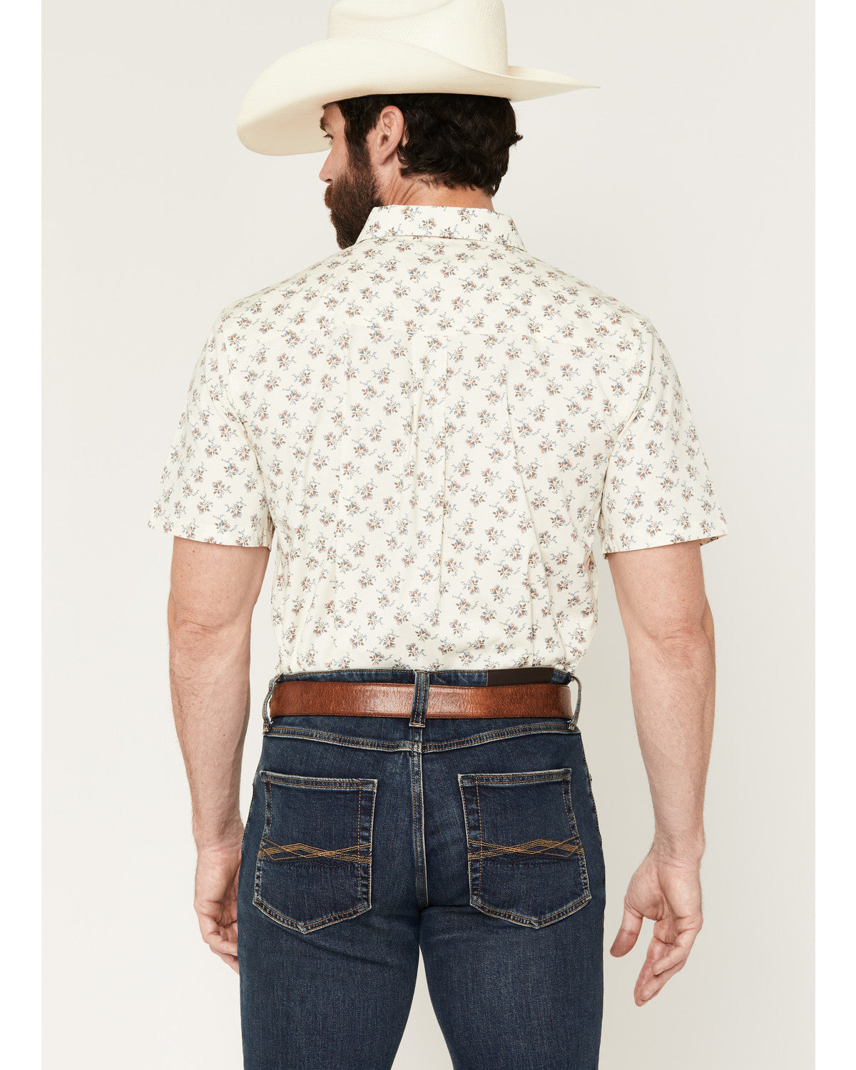 Men's Off Chute Floral Print Short Sleeve Button-Down Stret