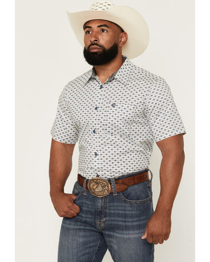 Men's Re Ride Geo Print Short Sleeve Button-Down Stretch We
