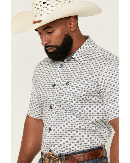 Men's Re Ride Geo Print Short Sleeve Button-Down Stretch We