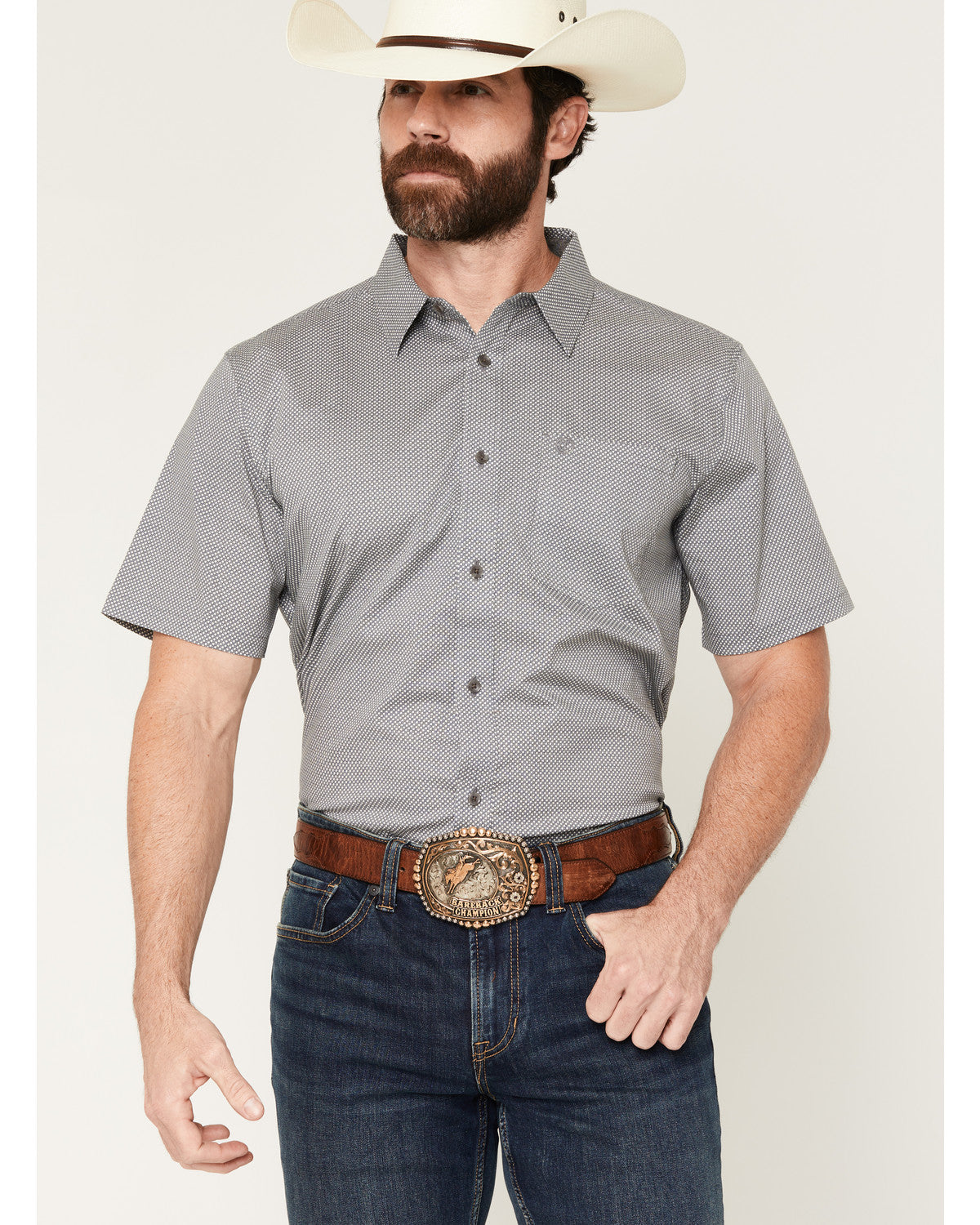 Men's Astro Geo Print Short Sleeve Button-Down Stretch West