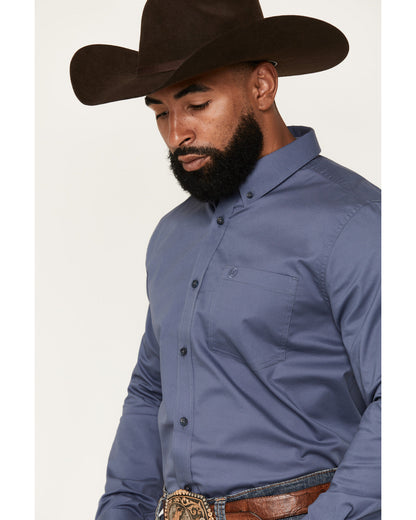 Men's Solid Long Sleeve Button-Down Stretch Western Shirt