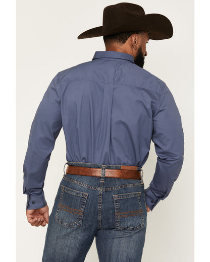 Men's Solid Long Sleeve Button-Down Stretch Western Shirt