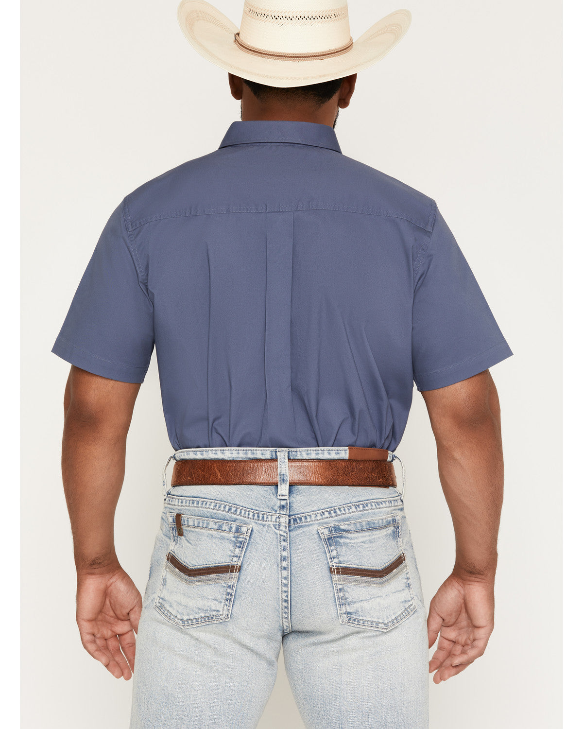 Men's Solid Twill Short Sleeve Button-Down Stretch Western
