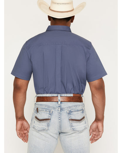 Men's Solid Twill Short Sleeve Button-Down Stretch Western