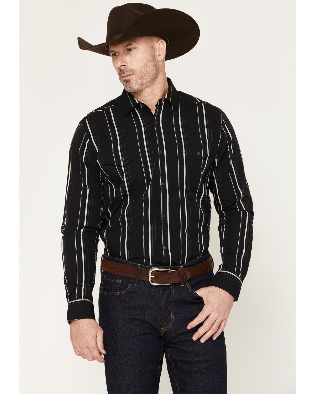 Black 1978® Men's Elm Striped Long Sleeve Button-Down Weste