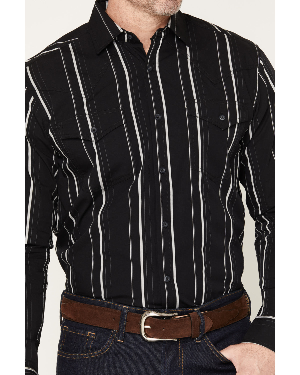 Black 1978® Men's Elm Striped Long Sleeve Button-Down Weste