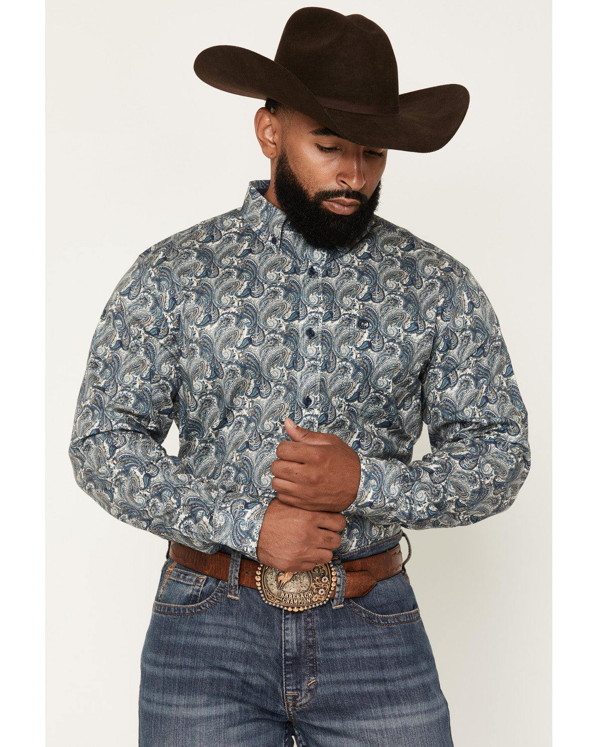 Men's Lost Resort Paisley Print Long Sleeve Button-Down Str