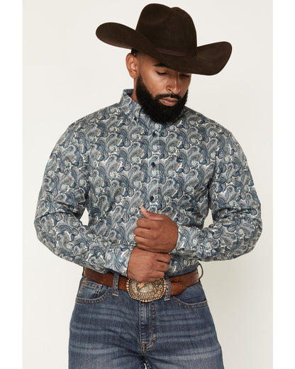 Men's Lost Resort Paisley Print Long Sleeve Button-Down Str