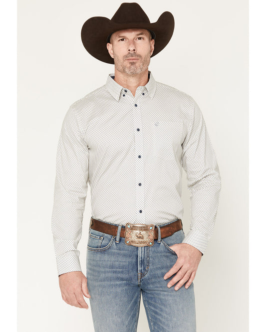 Men's NFR Geo Print Long Sleeve Button-Down Stretch Western