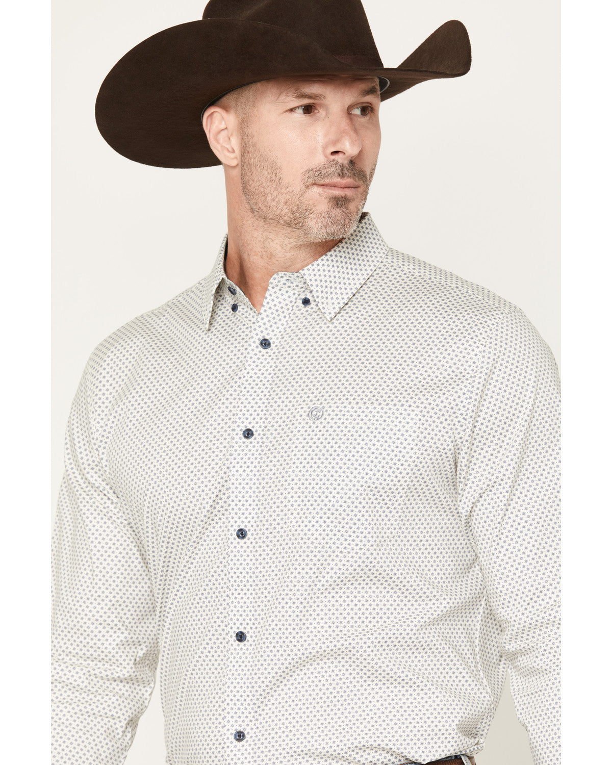 Men's NFR Geo Print Long Sleeve Button-Down Stretch Western