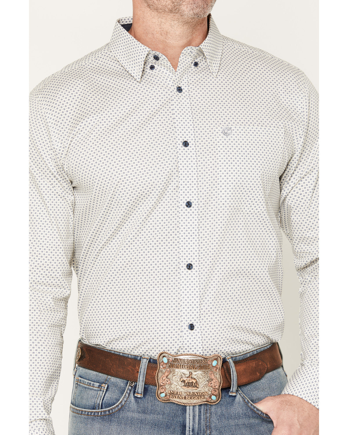 Men's NFR Geo Print Long Sleeve Button-Down Stretch Western