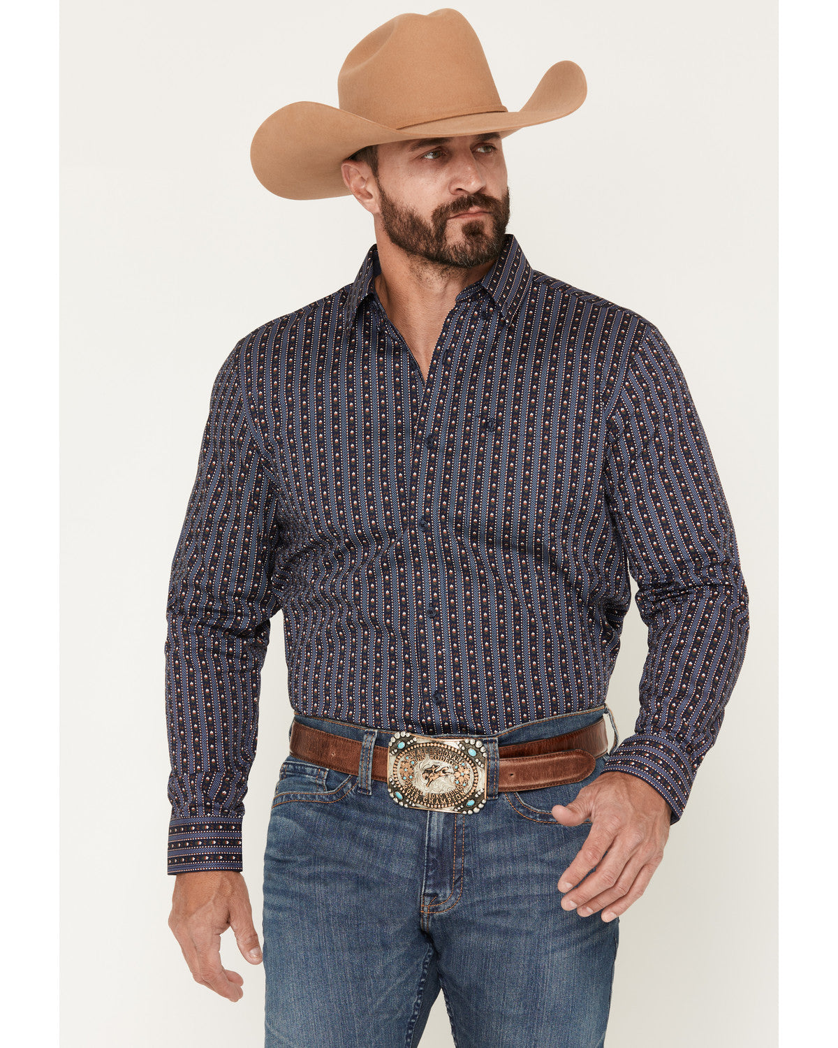Men's Huckleberry Floral Striped Long Sleeve Button-Down St