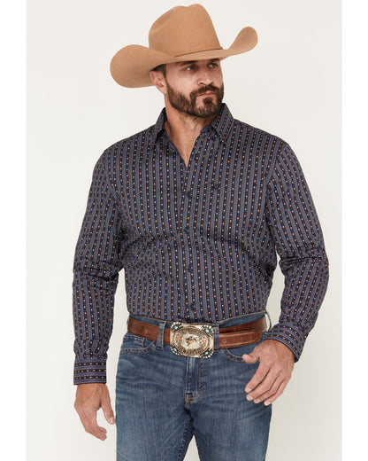 Men's Huckleberry Floral Striped Long Sleeve Button-Down St