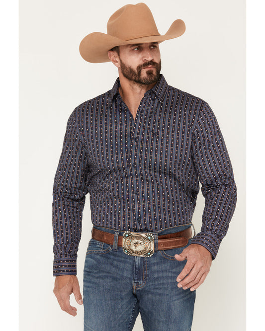 Men's Huckleberry Floral Striped Long Sleeve Button-Down St