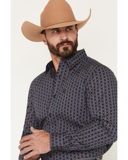 Men's Huckleberry Floral Striped Long Sleeve Button-Down St