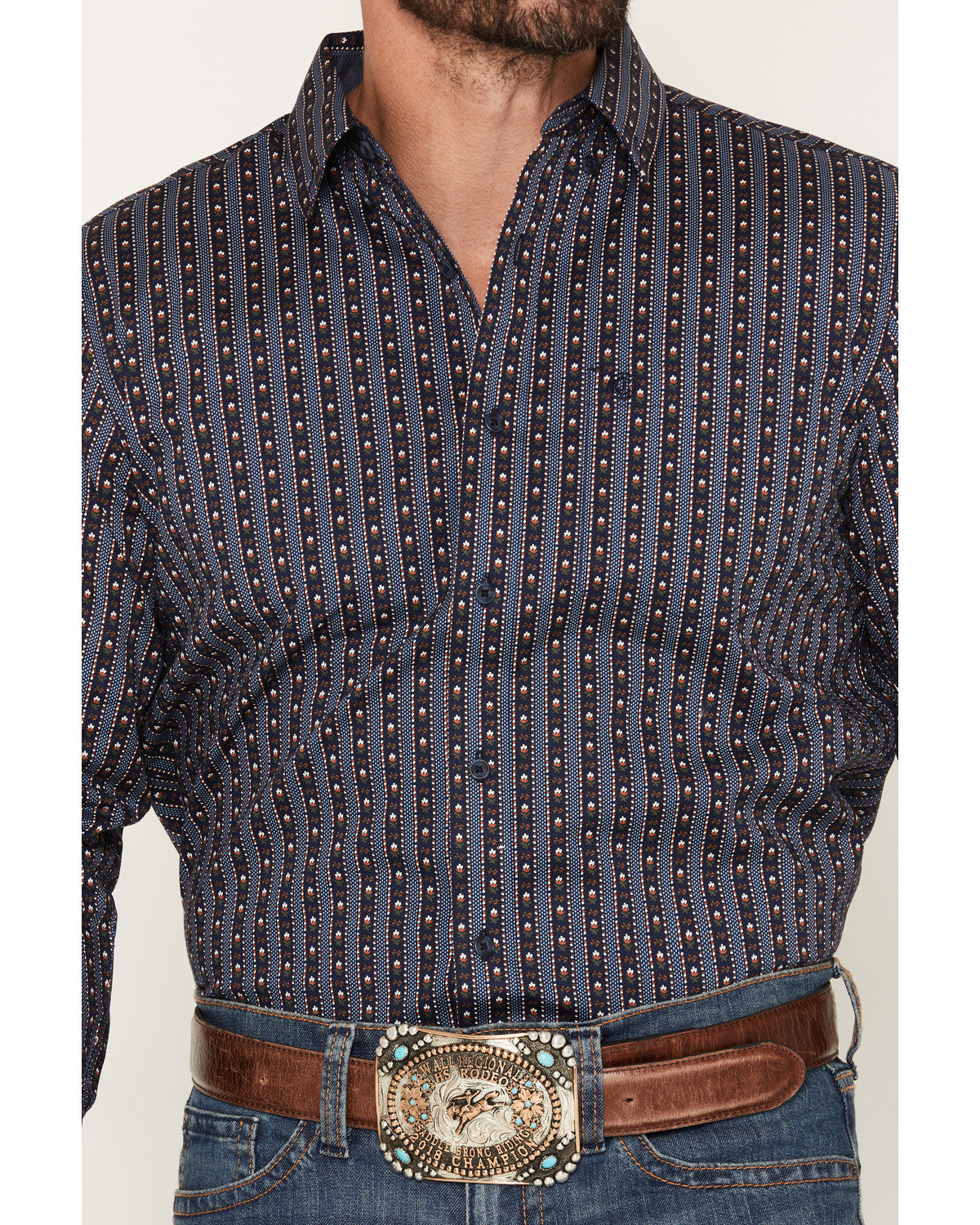 Men's Huckleberry Floral Striped Long Sleeve Button-Down St