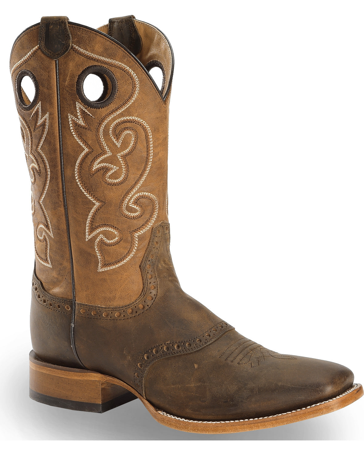 Men's Saddle Vamp Western Boots - Broad Square Toe
