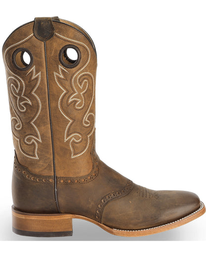 Men's Saddle Vamp Western Boots - Broad Square Toe