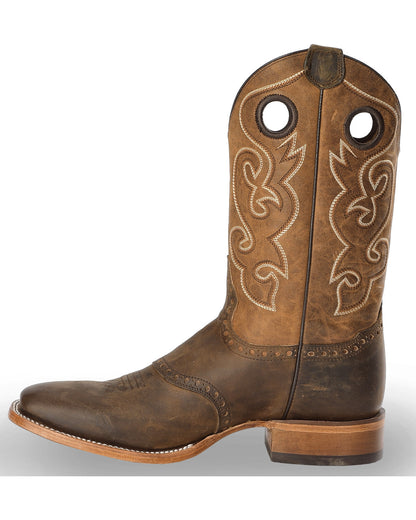 Men's Saddle Vamp Western Boots - Broad Square Toe