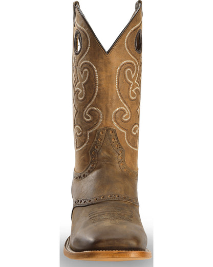 Men's Saddle Vamp Western Boots - Broad Square Toe
